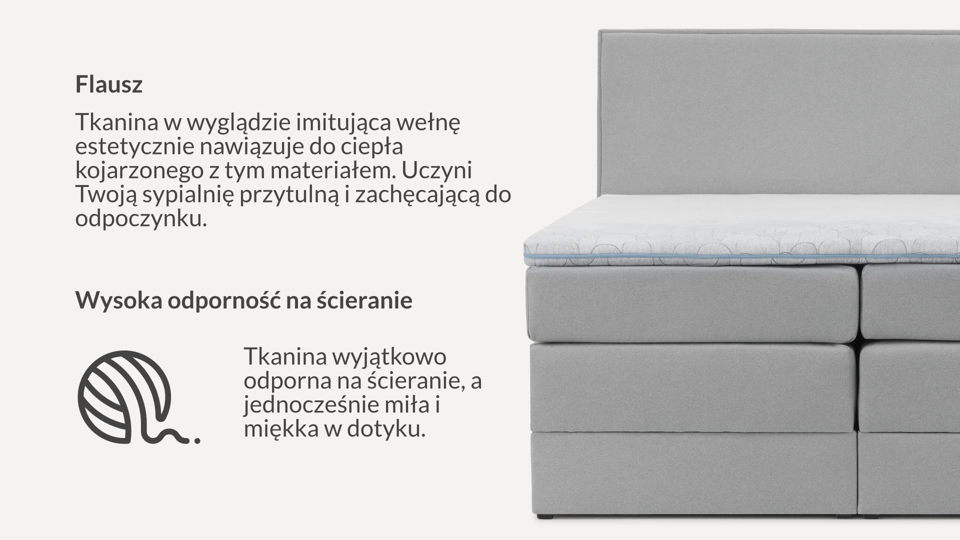 Łóżko BoxspringBenet Blocks Flauszowe - Benet