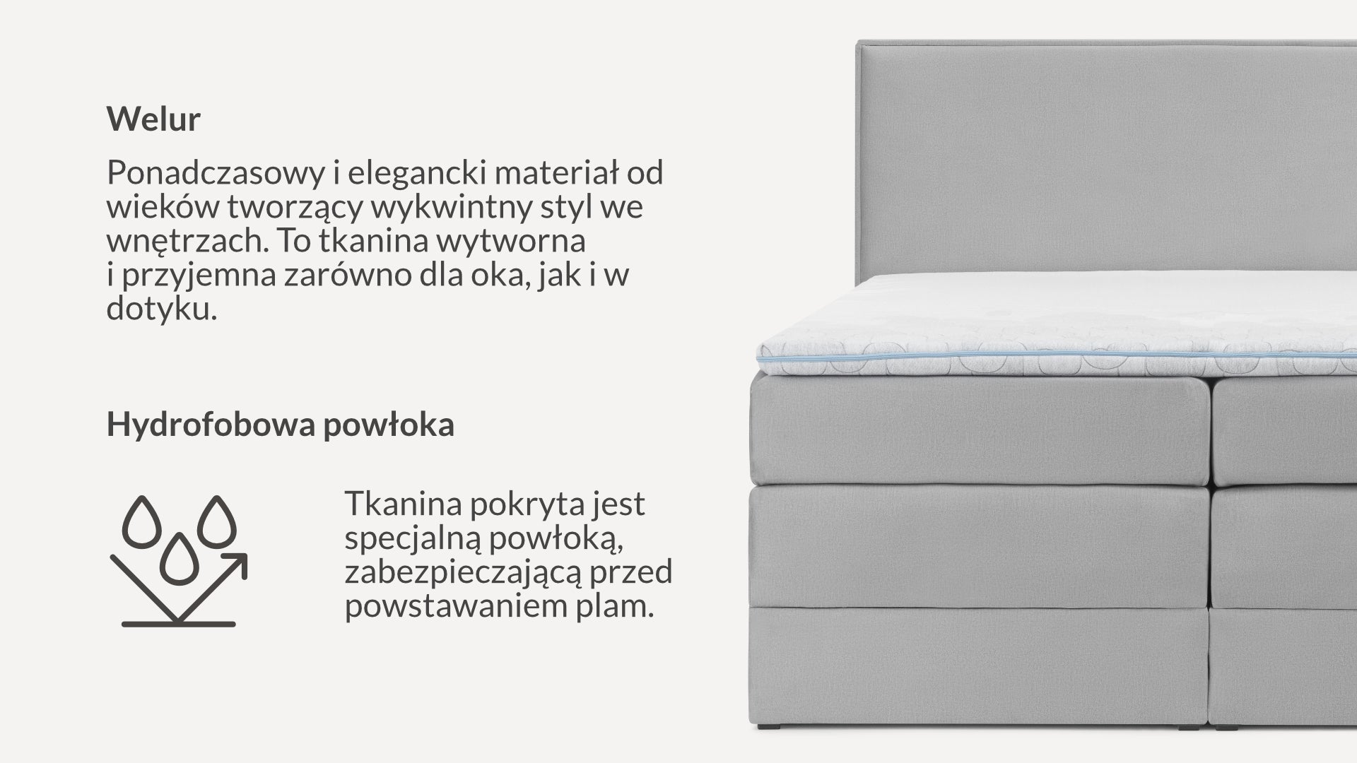 Łóżko BoxspringBenet Herringbone Welurowe - Benet