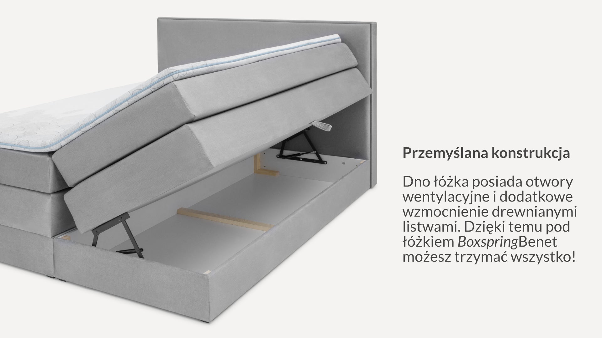 Łóżko BoxspringBenet Herringbone Welurowe - Benet